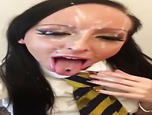 Young Slutty Schoolgirl Takes Huge Facial From Sugar Daddy In Hotel