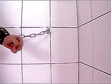 Chained Girl Pee Desperation Over Toilet
