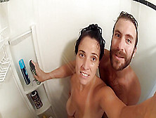 Soapy Handjob & Doggie Fuck,  In The Shower.  Closeup Go-Pro Pov!