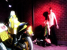 Fishnet Stockings Clad Biker Sluts Have Wild Ogry Outside A Club