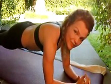 Dina Meyer Doing Yoga