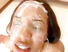 Cum Faced Black Girl Calls White Girl To Eat Cum Off Her