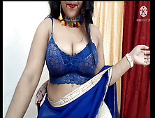 Blue Saree Hot Looks During Sexy Dance On Camera