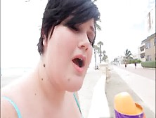 Busty Bbw Serentiy Sinn Sucks Ice Cream And Cock On Beach