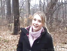 Skinny Small Tits Teen Flashes In The Woods