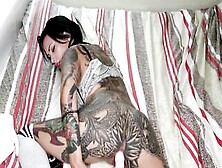 Inked Cougar Gets Nailed Rough By Plowed Machine,  Soaking Soak