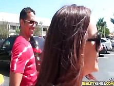 Comely Brunette Latin Veronika Lace Is Asking For A Facial Cumshot In Public Place