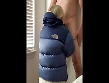 Blue Down Puffy Jacket Hidden Camera Blowjob