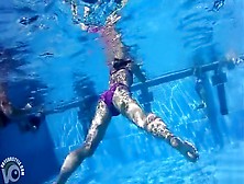 Underwater View With Skinny Dipping Nudist Women And Men