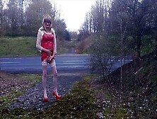 Tranny Gina Playing On The Side Of The Road