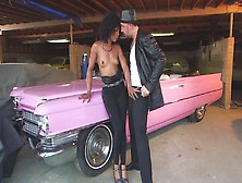 A Black Chick Is Penetrate Don A Pink Car By A Horny Dude Today