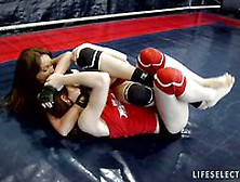 The Naughty Lesbians Sophie Lynx And Lia Diamond Fighting And Fucking On The Ring