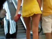 Hot Long Hair Blonde Upskirted In The Shopping