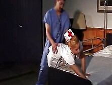 Randy Doctor Gets To Pounded A Horny Blonde Nurse On A Hospital Bed