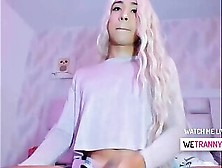 Blonde Tranny Teen Stroking Her Big Cock