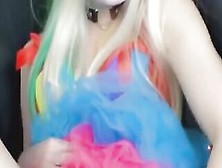Clown Chick Ejaculates On Huge Sex Toy