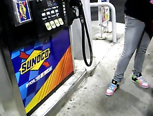 Pissing Her Self In A Gas Station