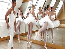 Three Ballerinas Bang The Fit Guy With A Big Cock