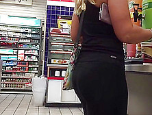Hot Blondie Lovely Ass In Black Spandex