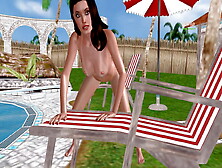 Cute Girl Masturbating Using Bottle Near Swimming Pool - Animated Porn
