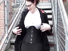 Chubby Amy Loves Bondage And Masturbating Inside Restaurants