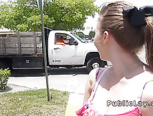 Blonde Flashes Tits To Strangers In Public