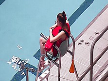 Hot Female Lifeguard Exposes Her Super Sexy Feet At The Pool