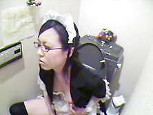 Japanese Pretty Waitress Spied In A Toilet Masturbating