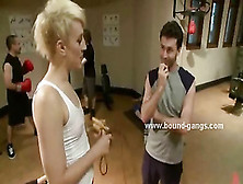 Blonde Skinny Punk Caught After Training And Tied Before Getting
