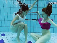 Hotly Dressed Teens Underwater In The Pool