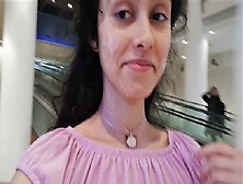 Public Cumwalk At The Mall!!! Sissi Goes Around With Her Face Full Of Spunk