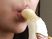 Beautiful Japanese Girl Sexily Eating A Banana