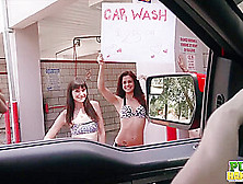 Desperate For Spring Break Cash Chloe Sky Has Car Wash Idea - Public Handjobs