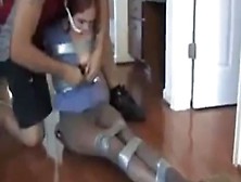 The Bitch Of Ashley Graham Taped With Duct Tape And Smelly Pantyhosed! Mmmm