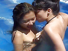 Two Lesbos Licking Twats At The Pool
