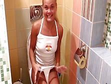 Blonde Chick Bangs Her Pussy While Taking A Shower
