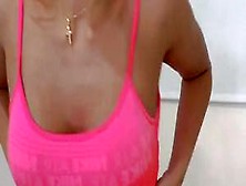 Latina In Pink Dances And Gets Naked