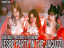 Red Coxy And Devil Violet - Lesbo Party In The Jacuzzi