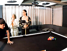 A Threesome With Two Incredible Latinas On A Pool Table