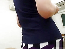 Japanese Teacher Wearing Too Short Miniskirt Shows Provocative Upskirt View