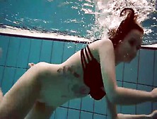 Sexy Gal In Lingerie Shows Her Lovely Tits Underwater