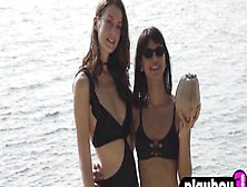 Perfect Babes Hot Posed On The Beach And Showed Tits