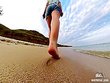 Barefoot Walks Over The Summer Seashore