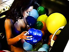 Ebony In A Balloon-Filled Tub Plays With The Latex Spheres While Smoking A Cig.