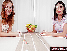Playing A Dice Game With Two Lovely Lesbian Hot Girls