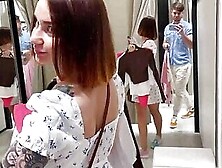 Stranger Fucks Model In A Mall Fitting Room With Lots Of Mirrors