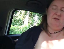 Fat Slut Jerks Off Her Man In A Car