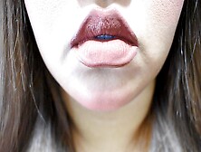 Pouty Lip Fetish Candid: Putting On Lipstick And Lip Gloss