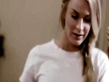 Nervous Step-Daughter Gives In Her Stepmom And Boyfriend