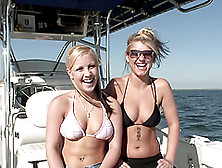 Bikini Babes At Sea Flash Their Perky Tits On The Boat